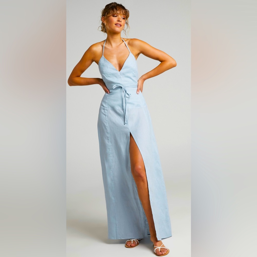 SHOWPO luxe collection Amalie The Label - ELMIYA 100% Linen Halter Maxi Dress